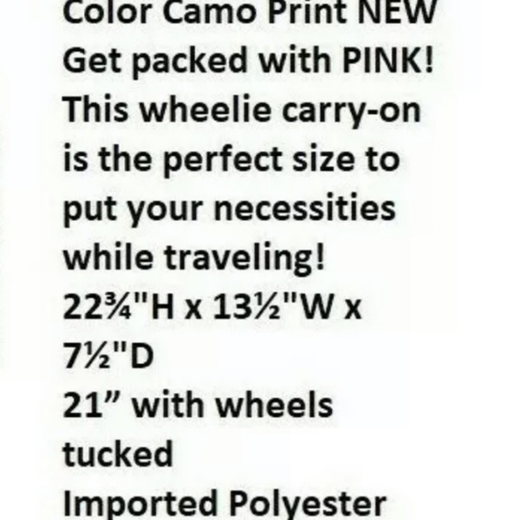 NWT PINK Victoria's Secret Camo Luggage Suitcase - Picture 2 of 4